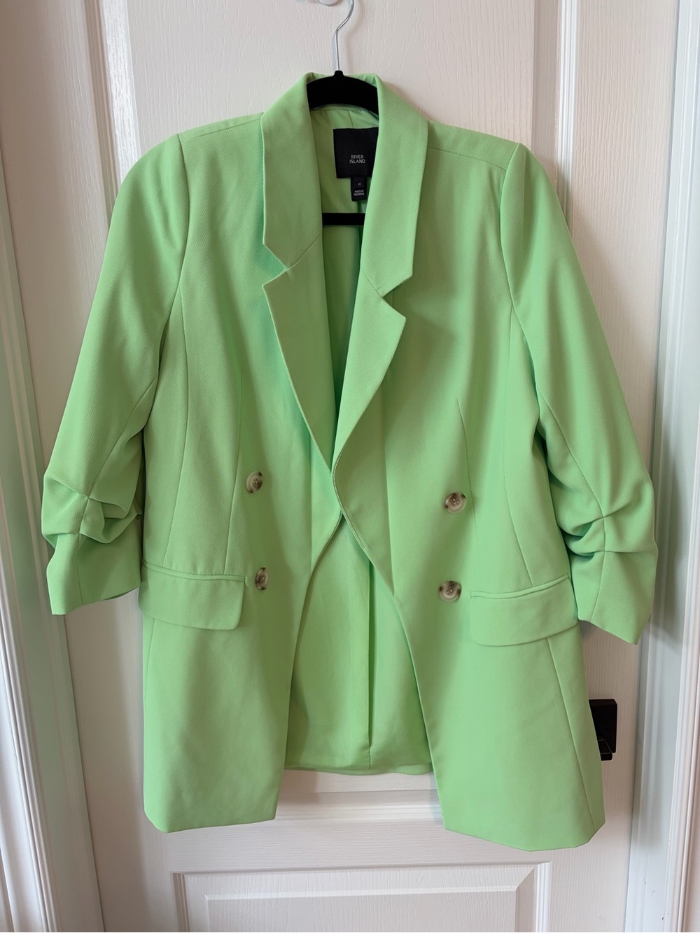 River Island Lime Green Double-Breasted Blazer